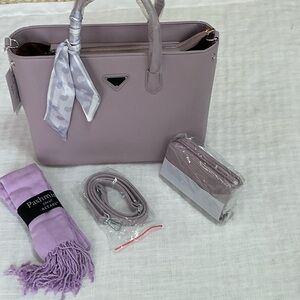 Lavender Women's Handbag with Scarf wallet NWT